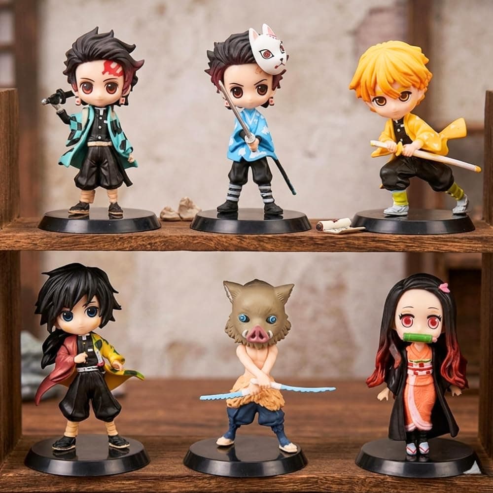 Blue Aura Anime Action Figure Set of 6 Height-7.5cm Collectible for Kids & Adults | Ninja ba-sicc