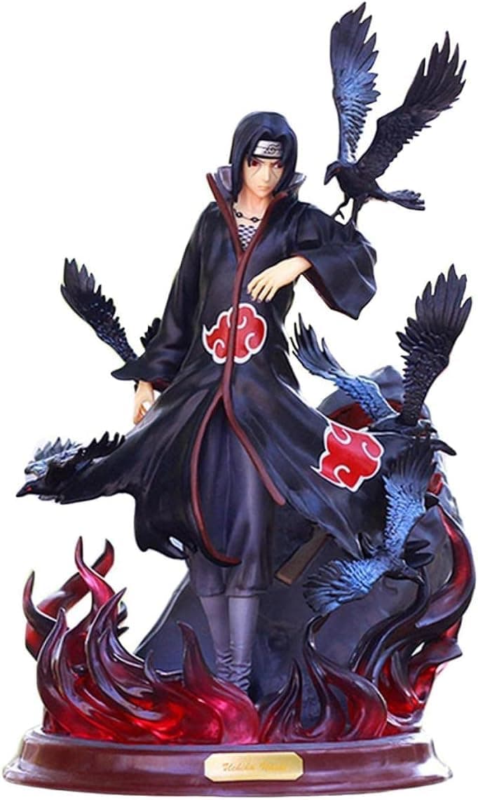 Trunkin Rubber Uchiha Itachi Pvc Action Figure Toy | Uchiha Itachi With Crow Collectible | Model Toy Figurine - 25 Cm, Blue, Red